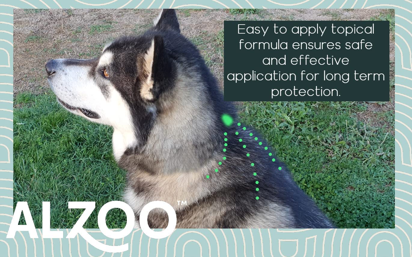 ALZOO average-dog-protection-duration up to three months for average-sized dogs.