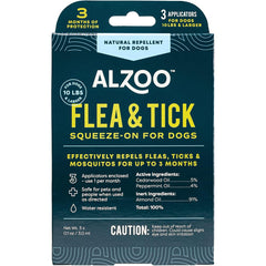 ALZOO flea-tick squeeze-on pack-application for dogs with monthly protection.