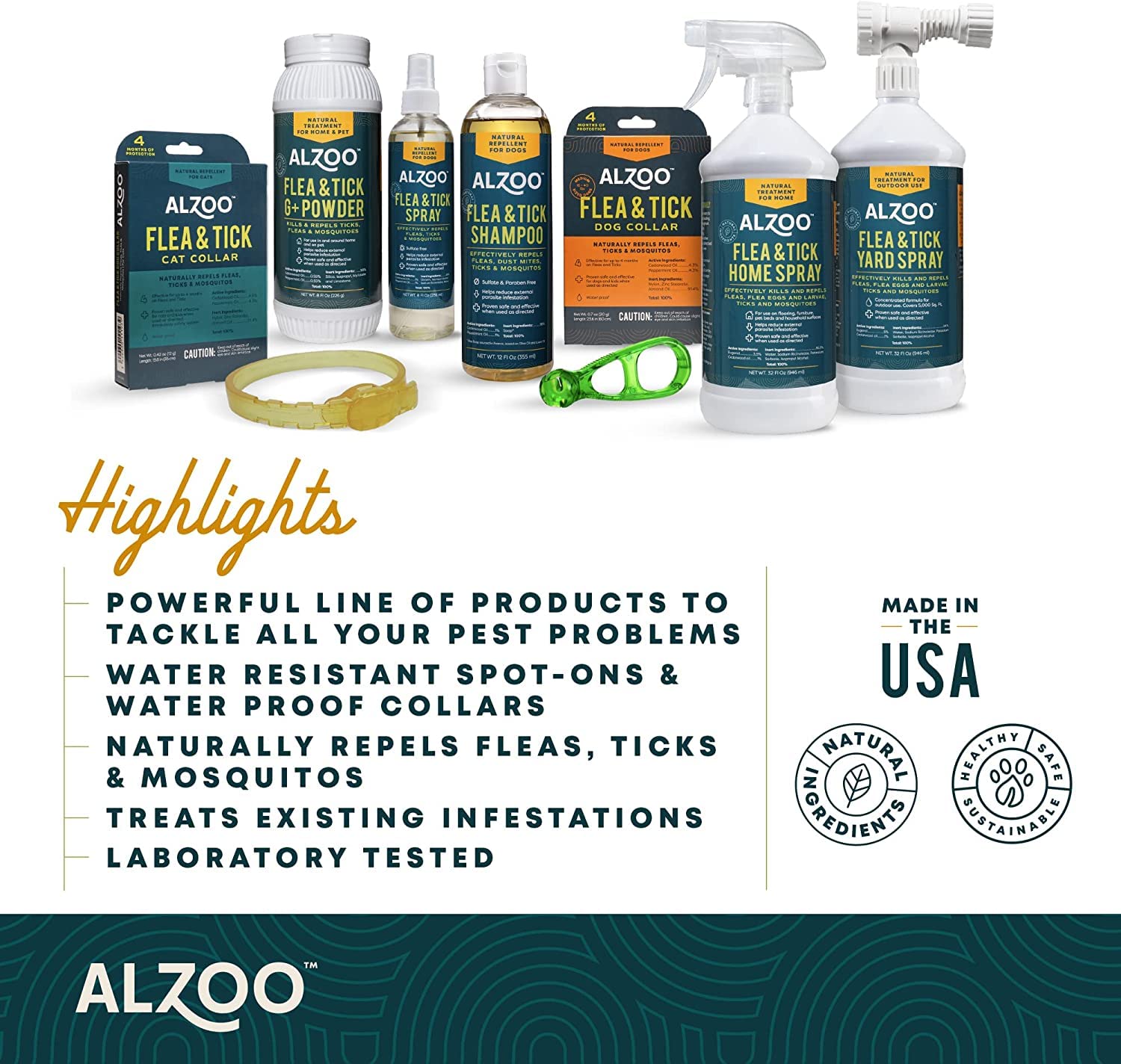 Close-up of ALZOO plant-based ingredients used to repel pests.