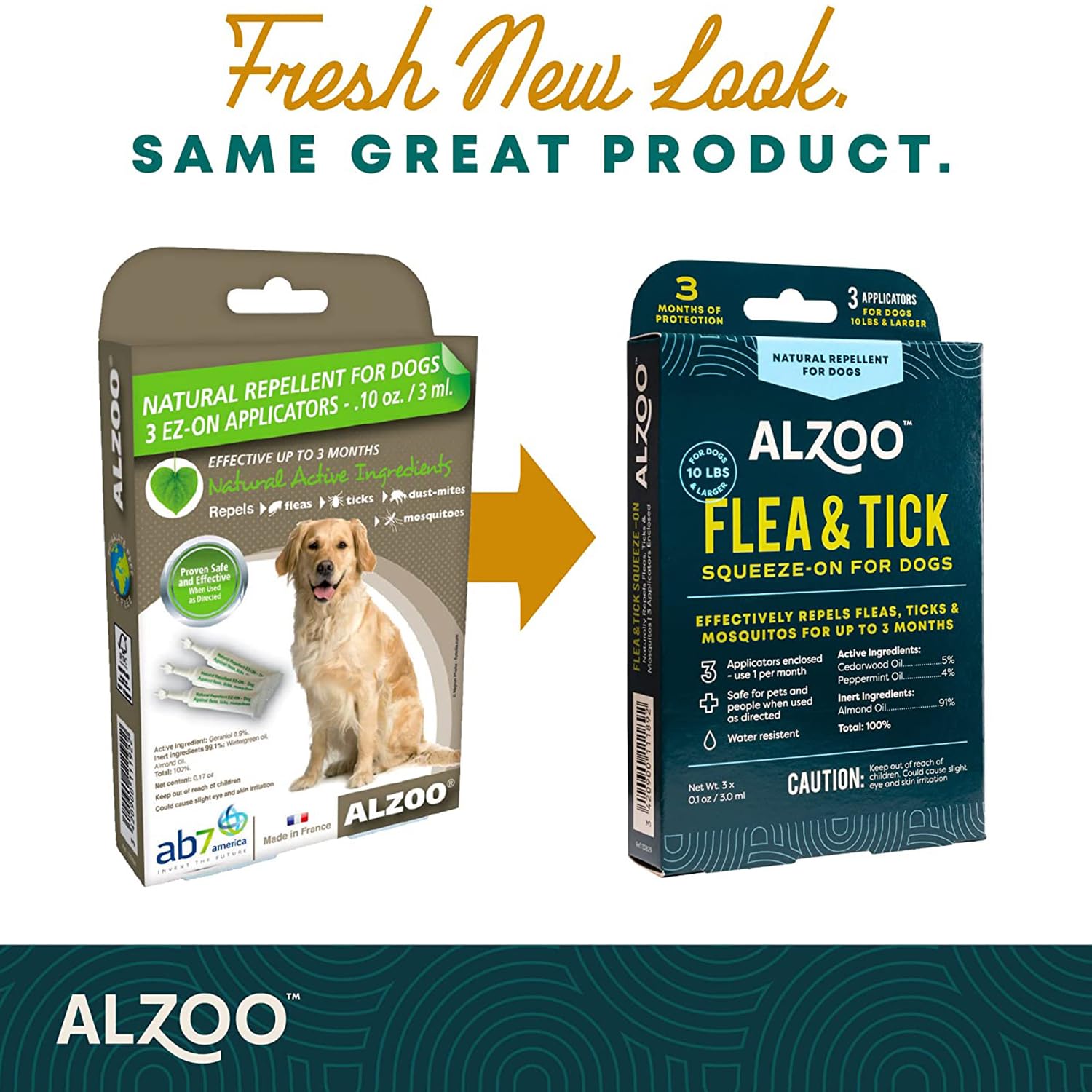 ALZOO plant-based-repellent cedarwood peppermint illustrates natural flea and tick defense.