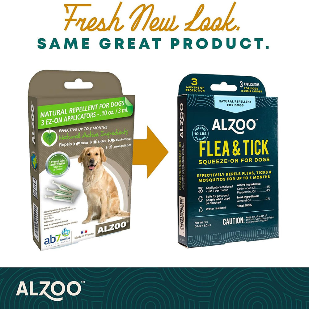 ALZOO plant-based-repellent cedarwood peppermint illustrates natural flea and tick defense.