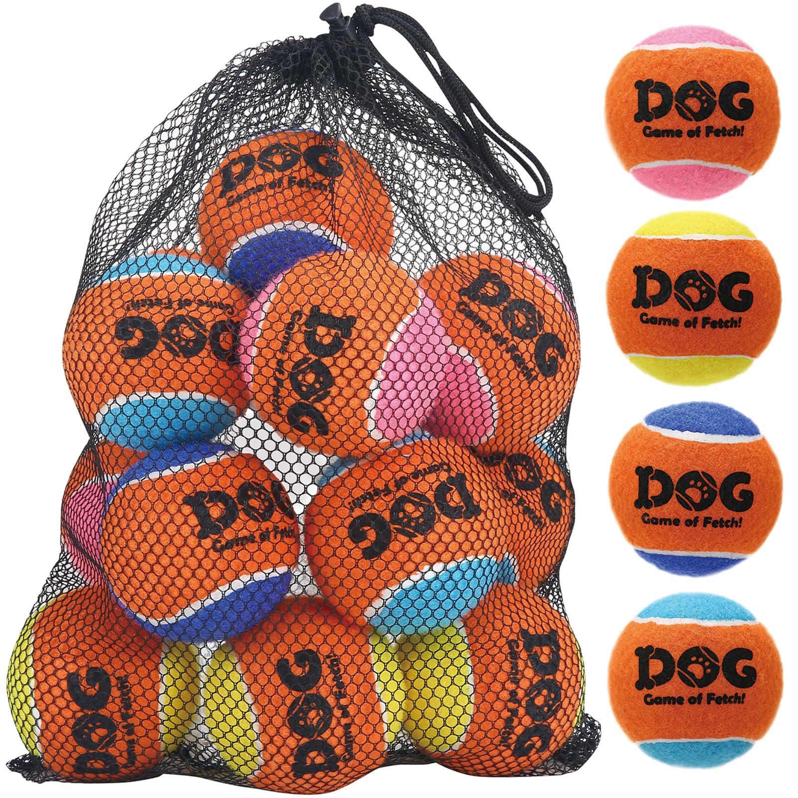 AMA SPORT squeaky dog balls 2.5-inch, high-visibility colors for easy locating during fetch.