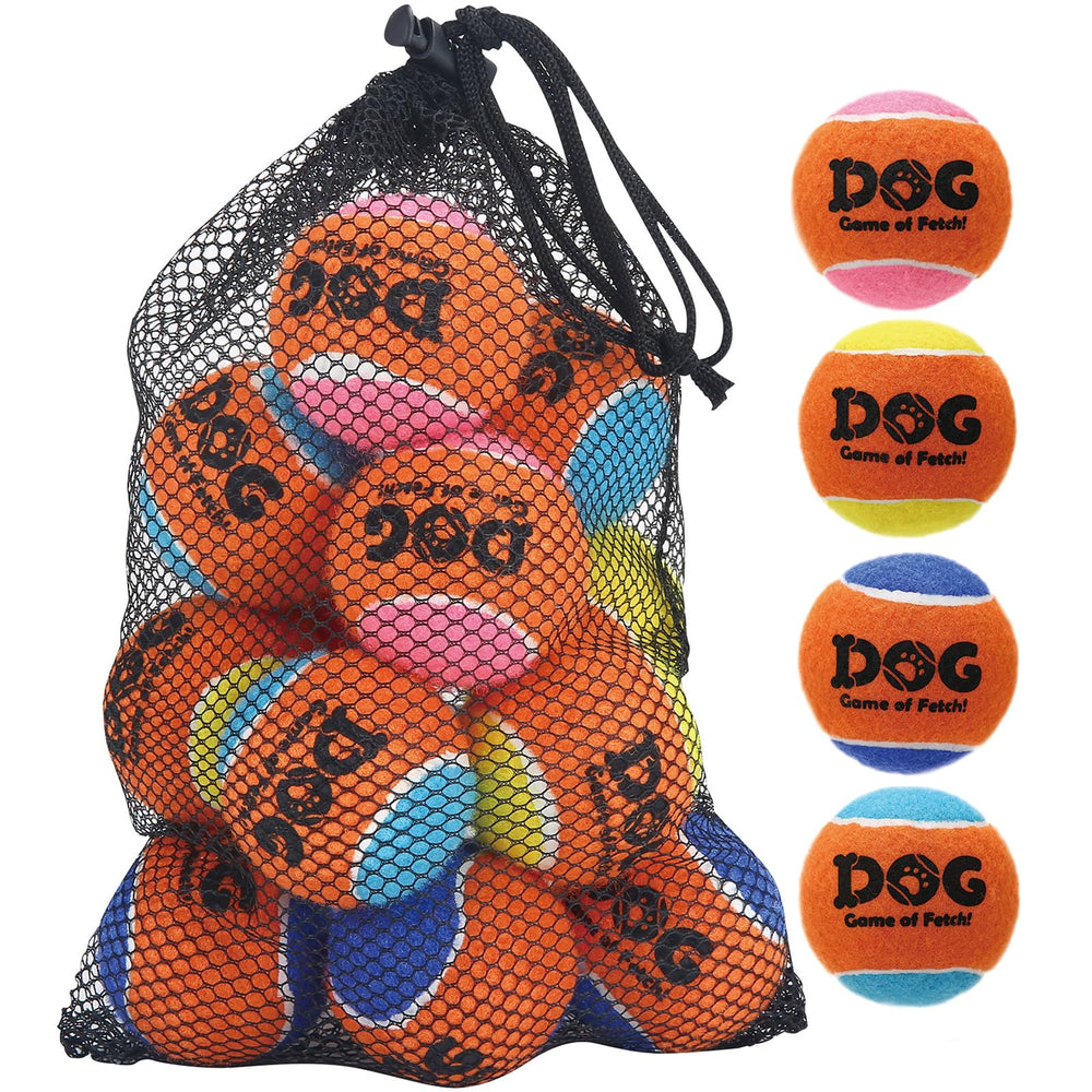 AMA SPORT squeaky tennis ball for small dogs, ideal for fetch and outdoor play.
