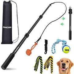 AmaCielo flirt pole with durable aluminum construction for rugged dog play.