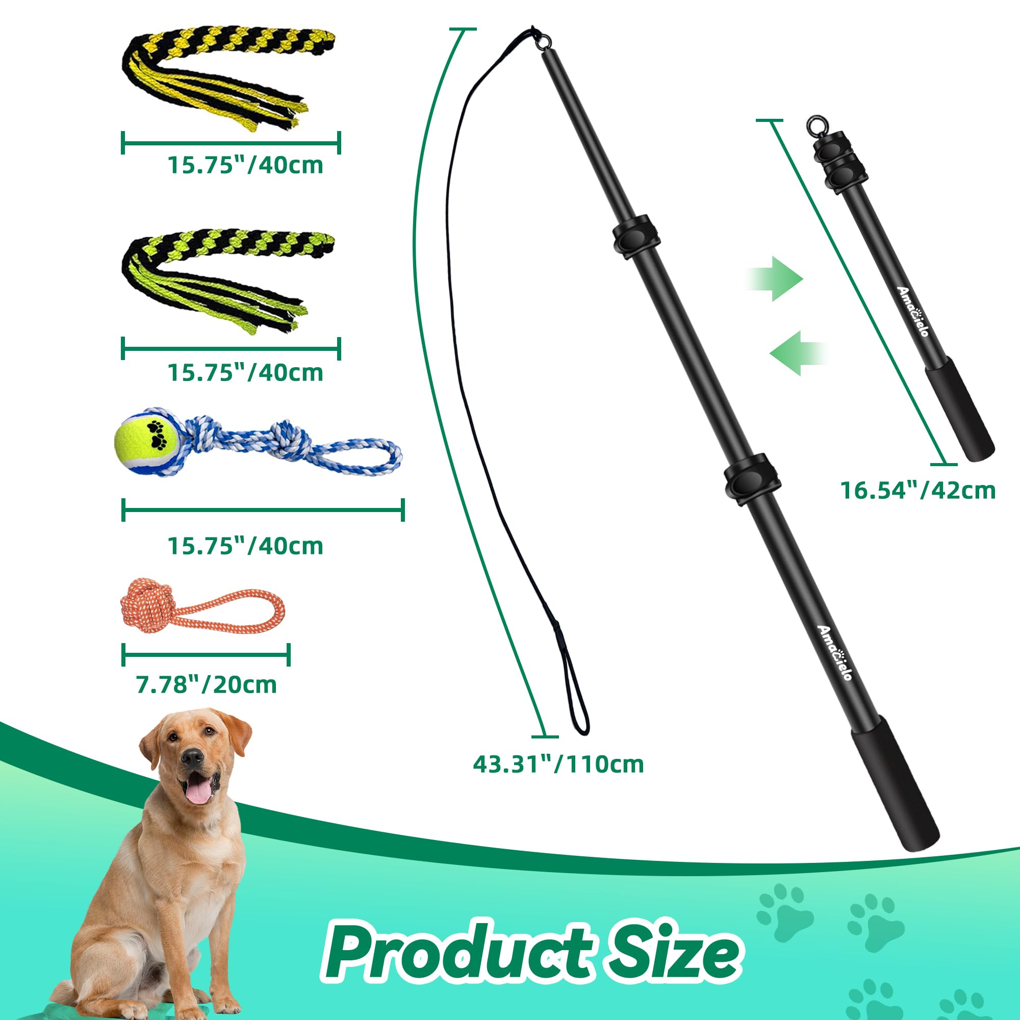 AmaCielo flirt pole retracted rod for compact storage.