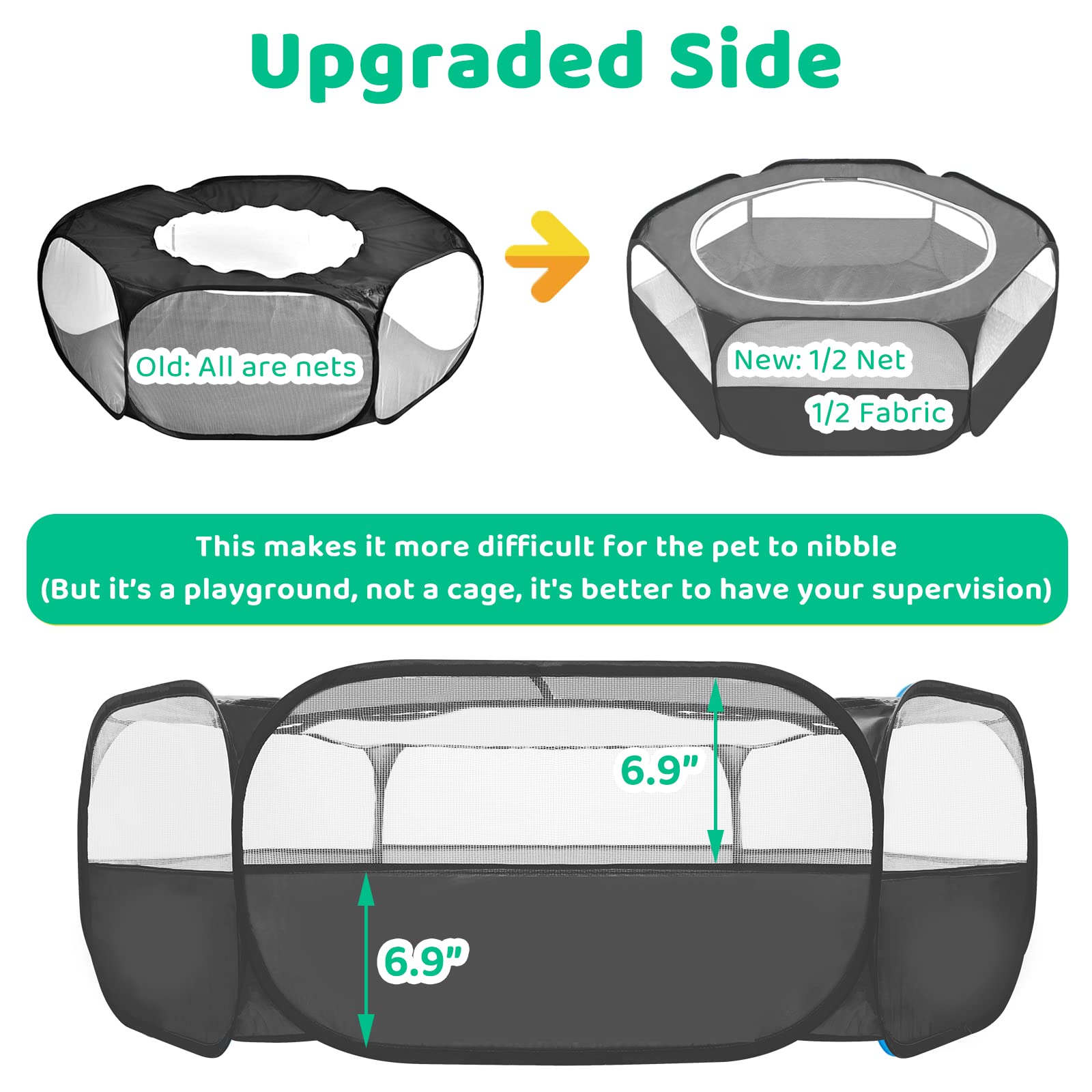 Amakunft guinea pig playpen waterproof bottom keeps liquids contained.
