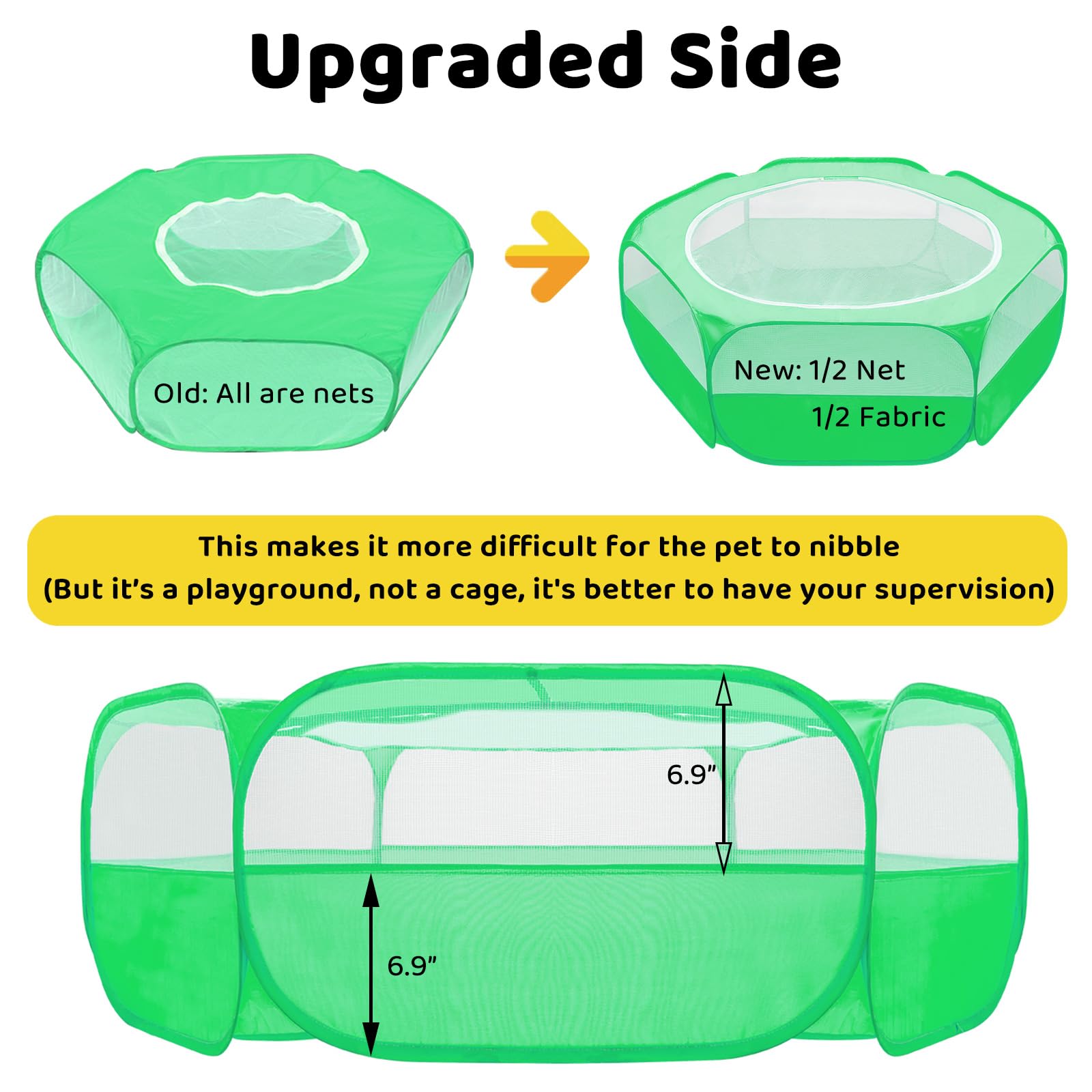 Amakunft playpen anti-escape-mesh-top keeps critters secure