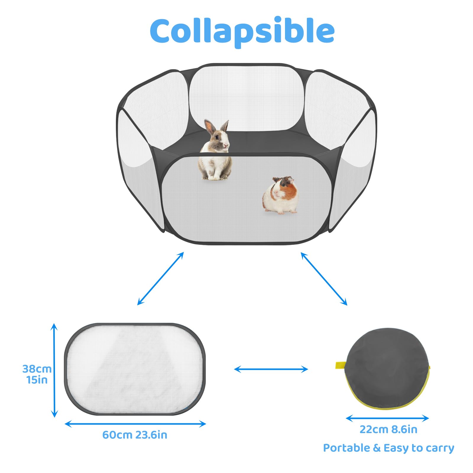Folded Amakunft playpen ready for travel and compact storage.