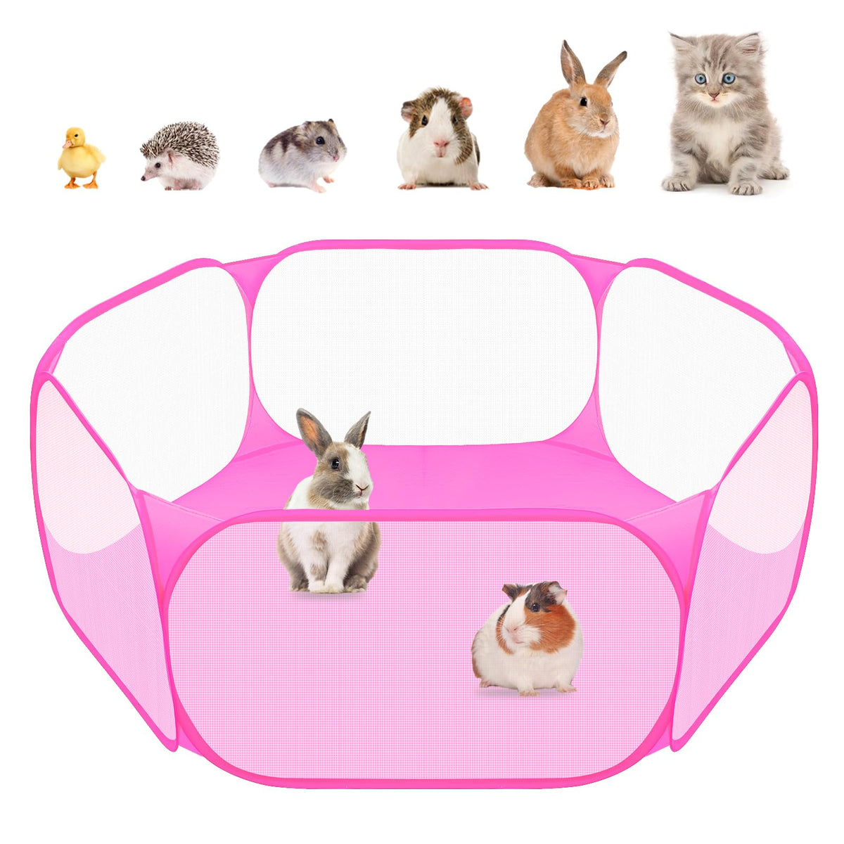 Amakunft small animal playpen with transparent mesh view showing supervision and ventilation