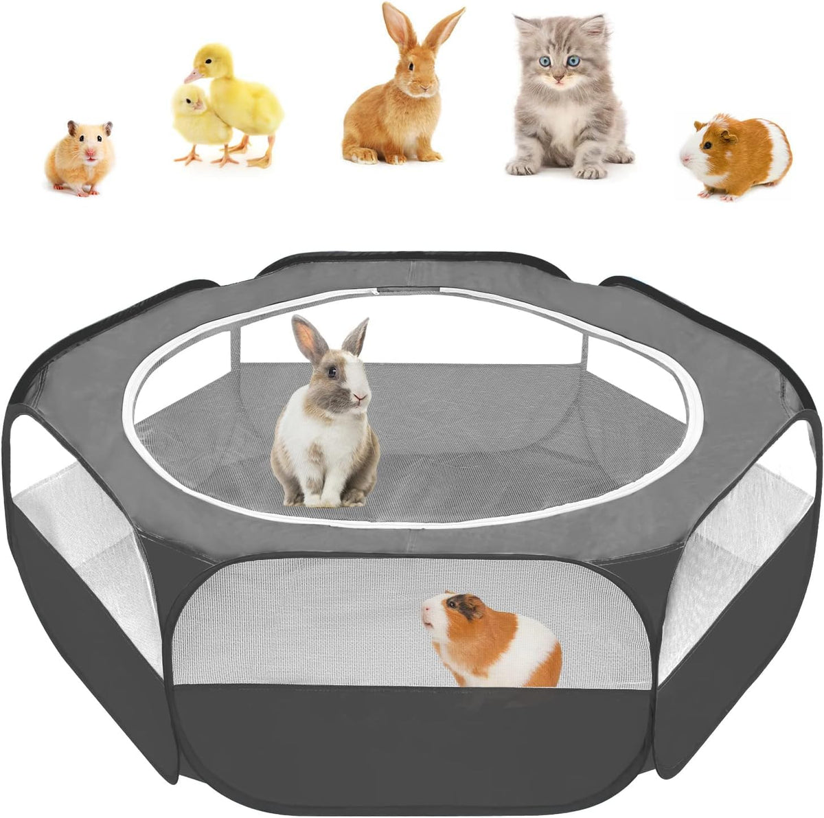 Amakunft small animal pop-up playpen folded for easy transport.