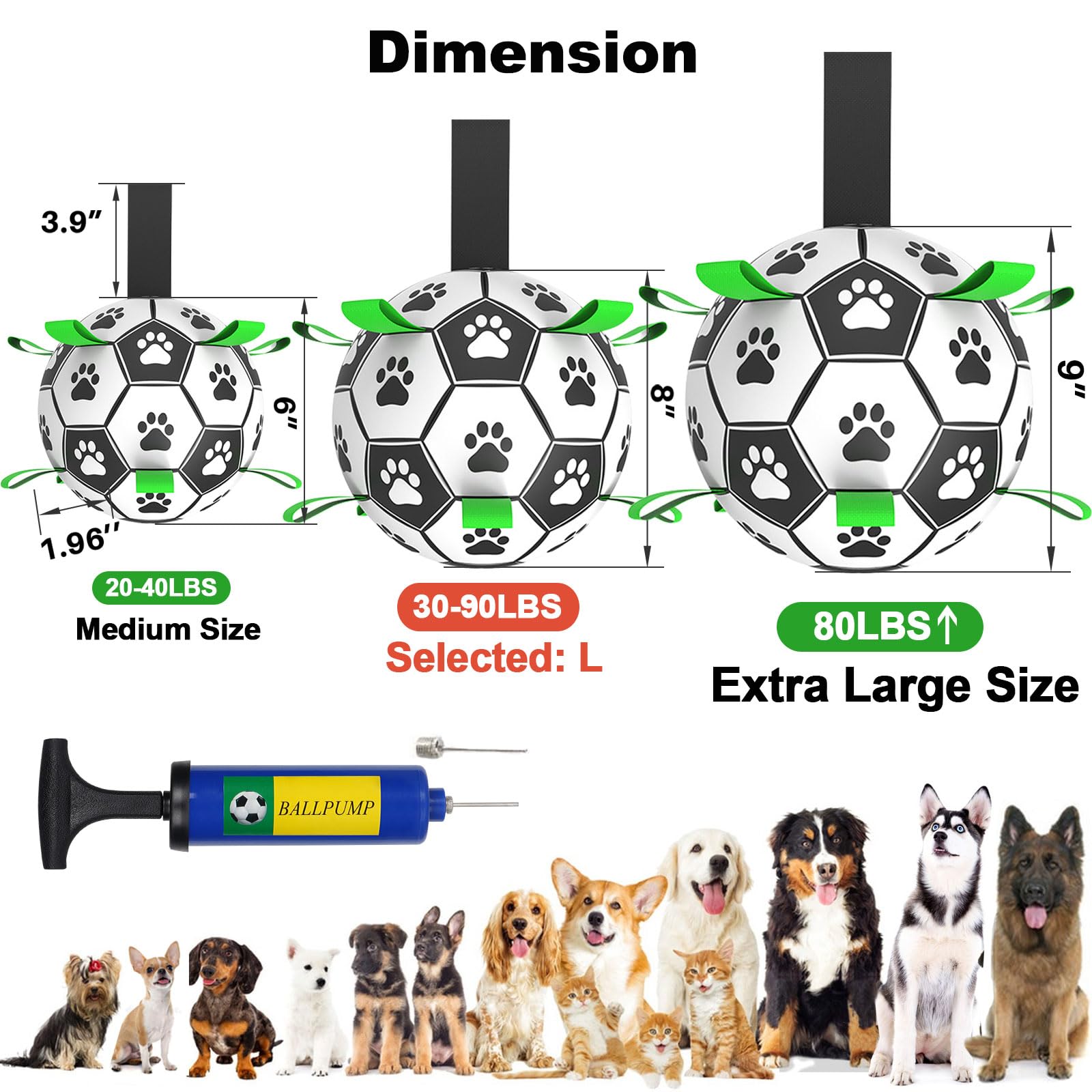 Amasiver dog soccer ball nylon seams improve bounce and retrieval.