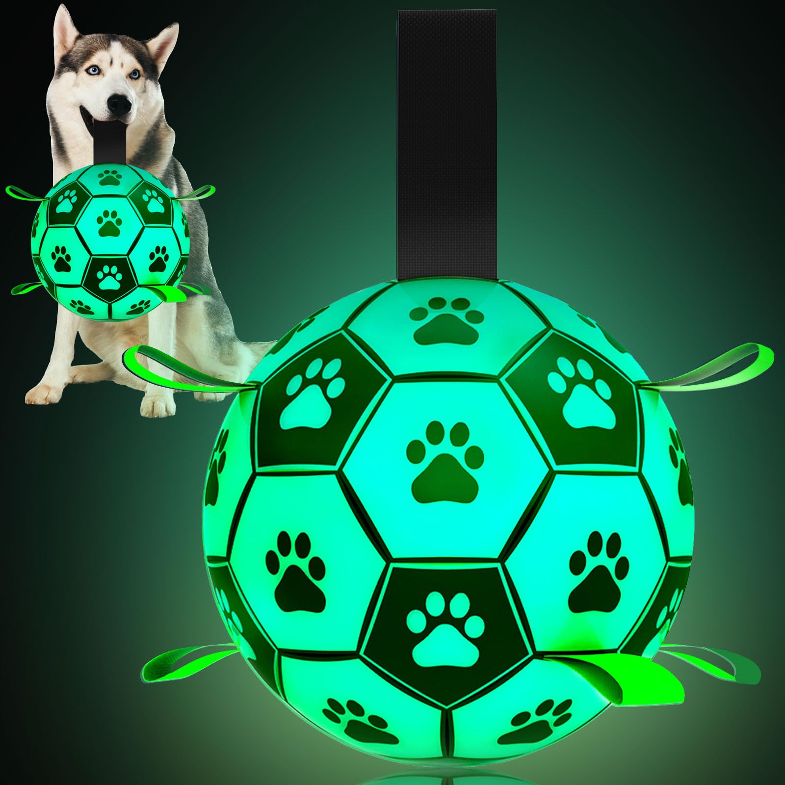 Amasiver glow-in-the-dark dog soccer ball ready to entertain at night