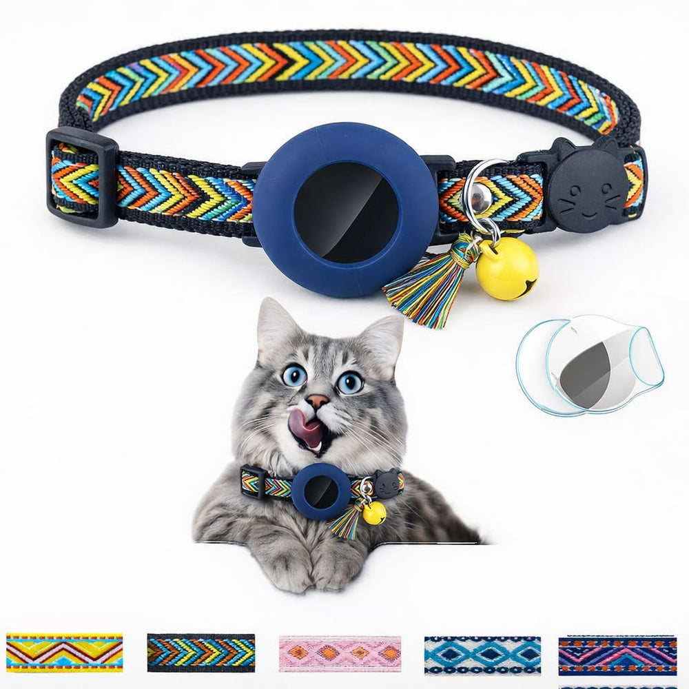 Amazegoods AirTag Cat Collar Stylish Mountain Design blends style with adventure.