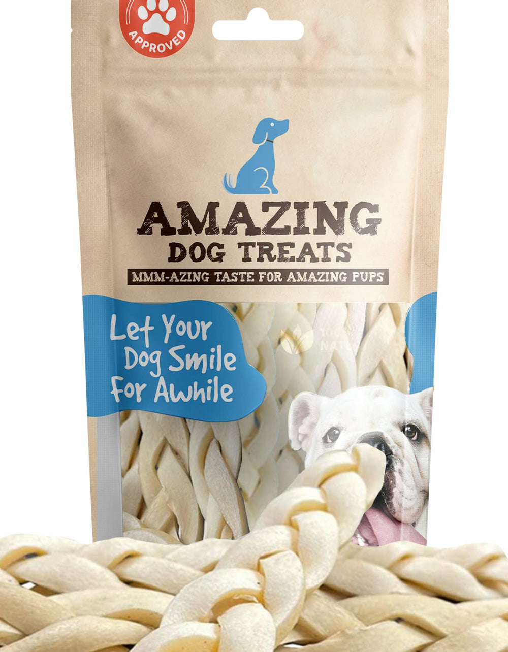 Amazing Dog Treats beef cheek braids 6inch 15pack long-lasting chew sessions