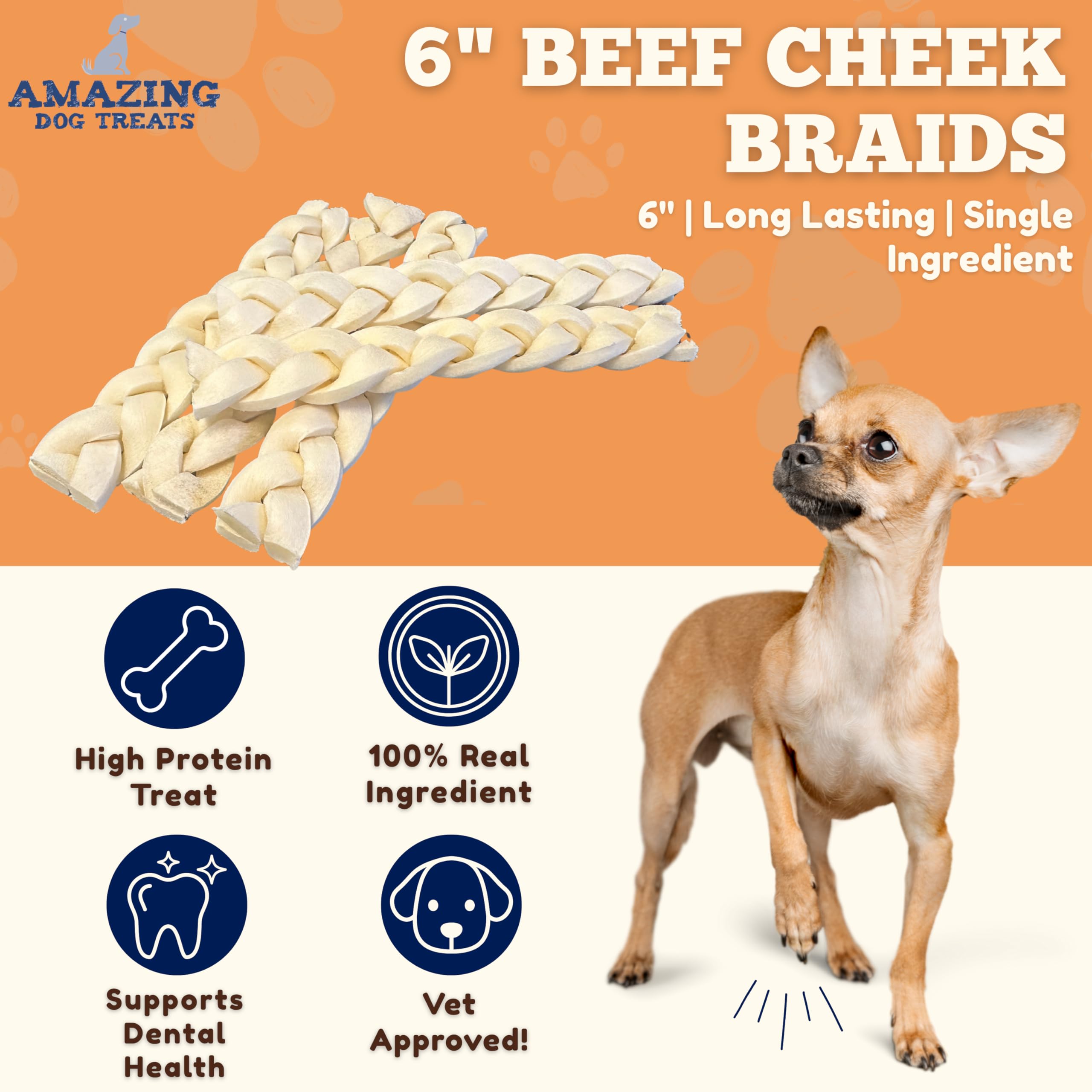 Amazing Dog Treats beef cheek chip sticks convenient rewards for training
