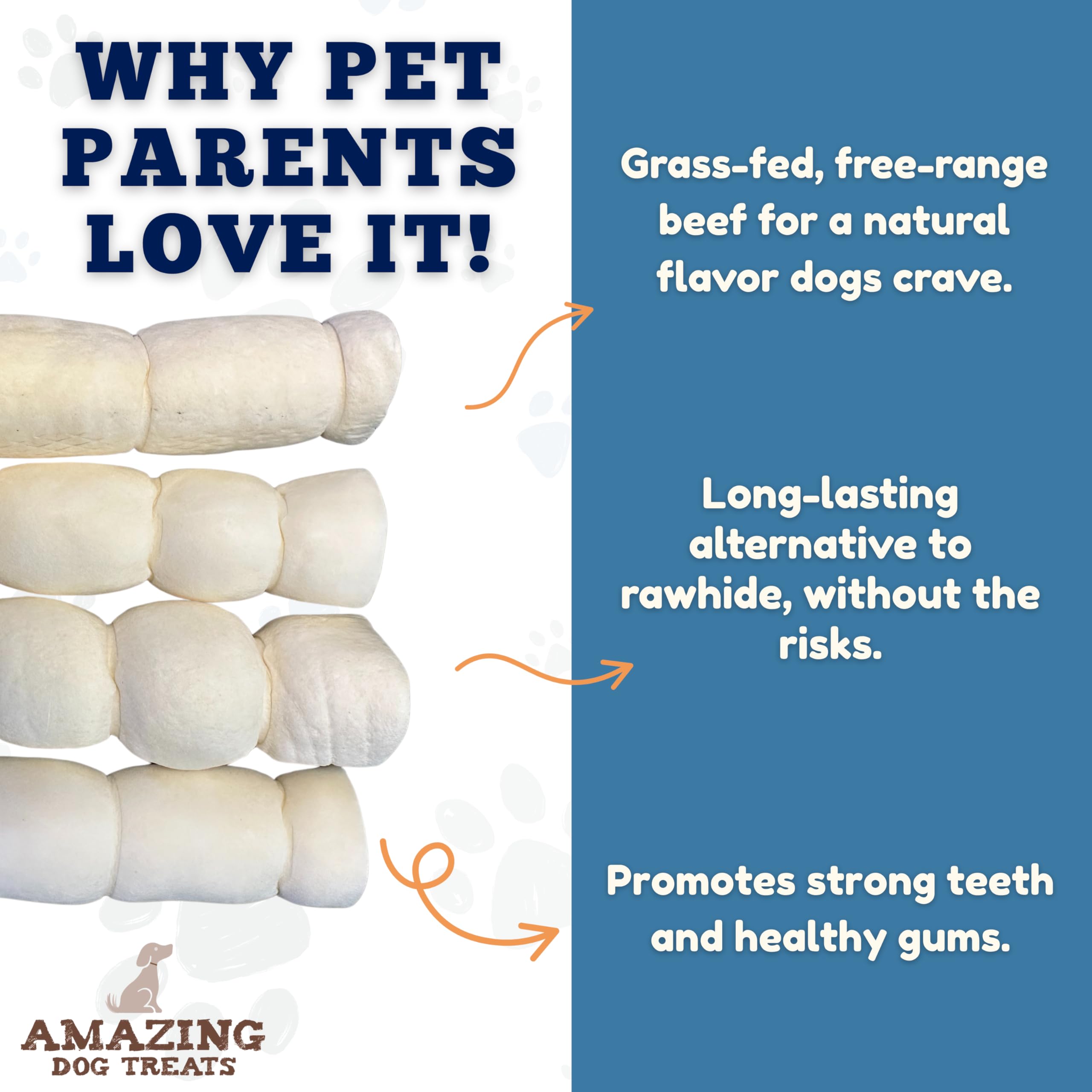Amazing Dog Treats beef cheek roll 3-pack for durable enrichment sessions.
