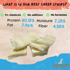 Amazing Dog Treats beef cheek strips 10-inch chews in view