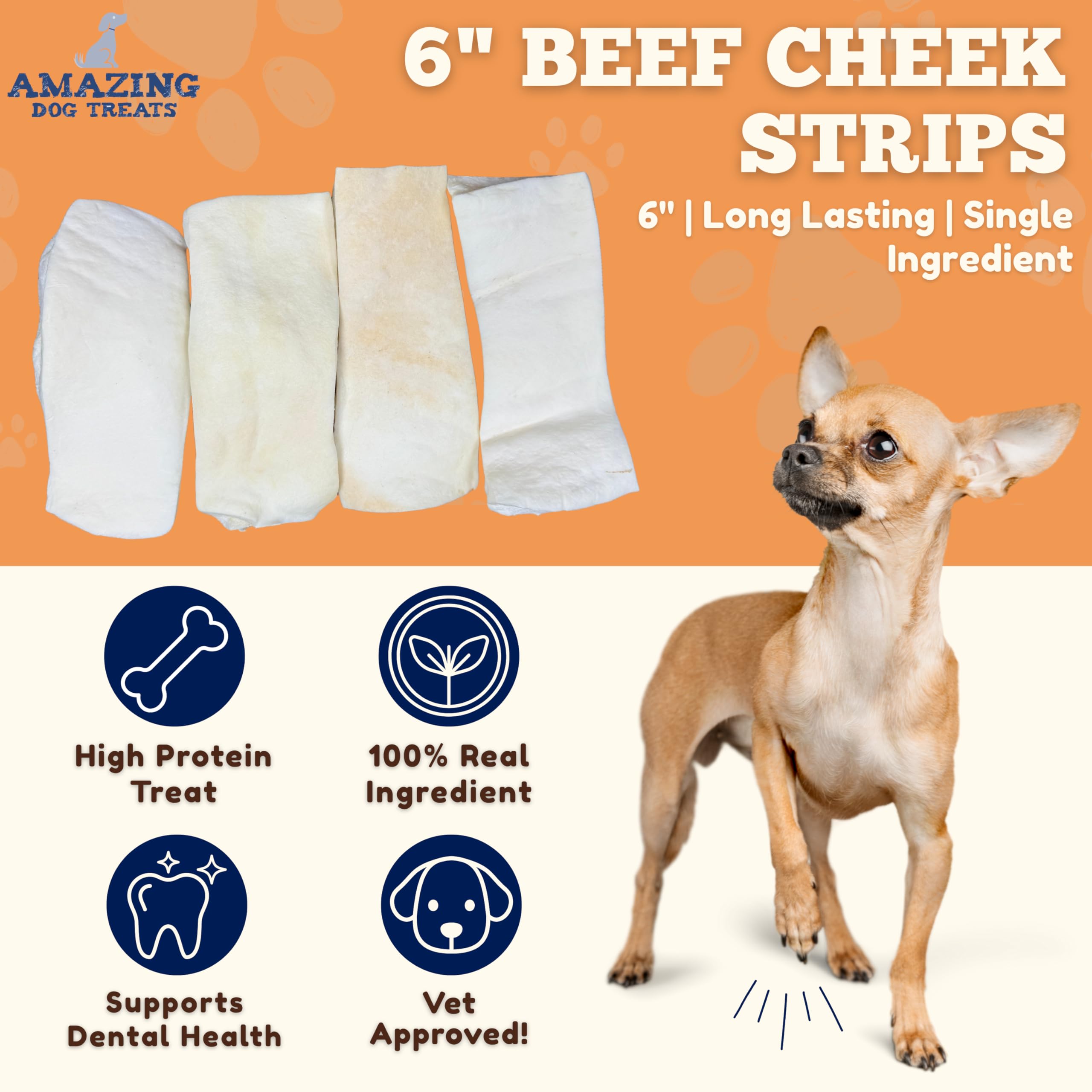 Amazing Dog Treats Beef Cheek Strips Thick Cut – durable chew for strong chewers