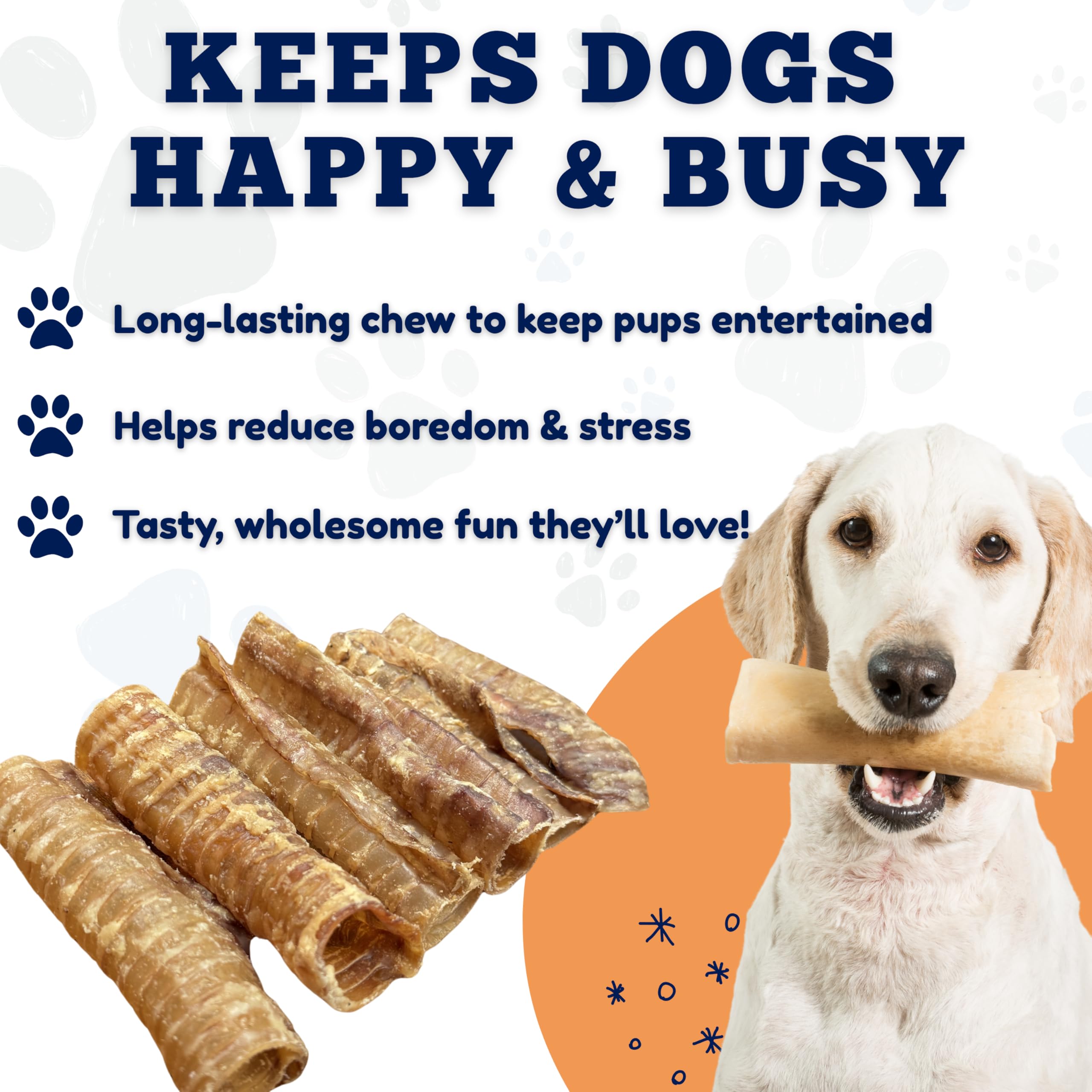 Amazing Dog Treats beef trachea 6inch glucosamine chondroitin attribute closeup.