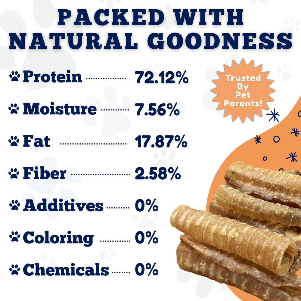 Amazing Dog Treats beef trachea 6inch no-hide closeup shows additive-free chew.