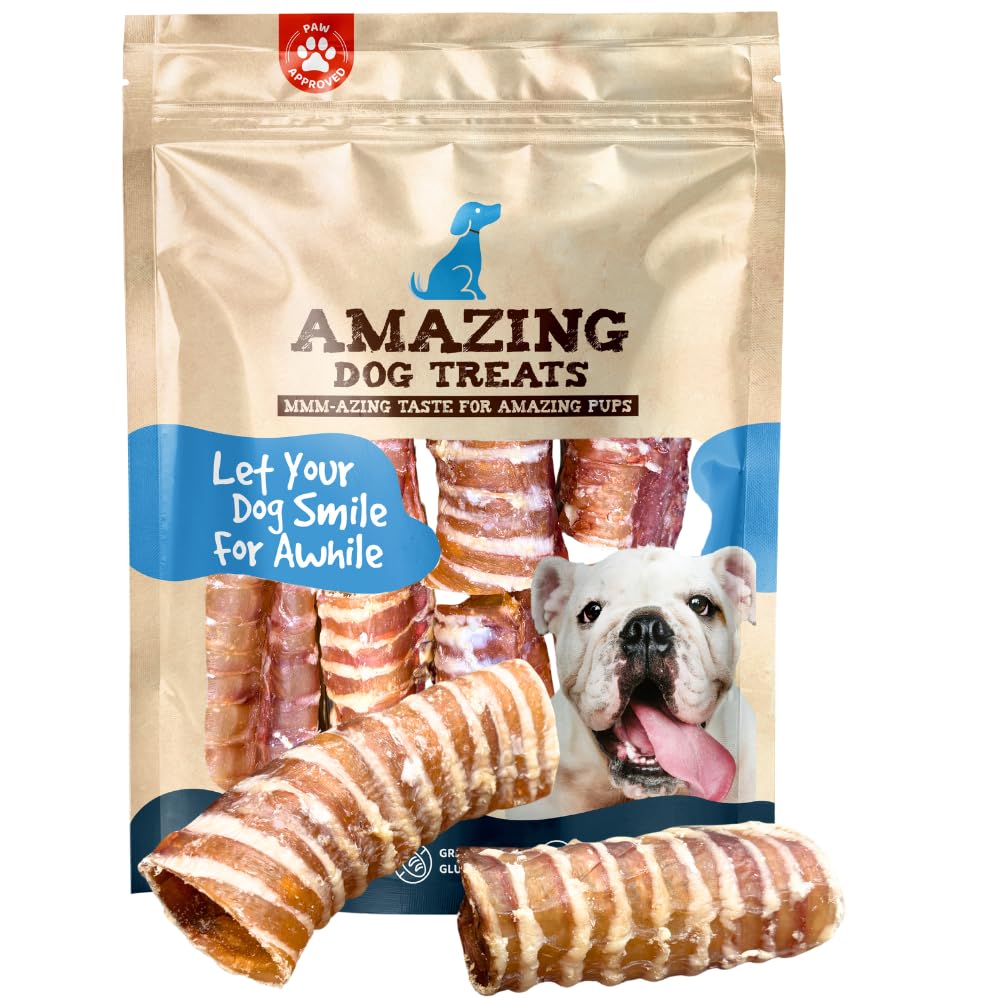 Amazing Dog Treats beef trachea rings close-up showing natural texture for dental care