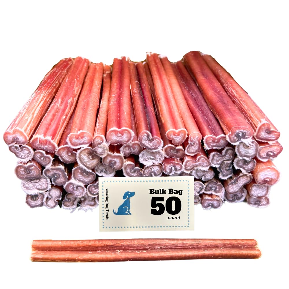 Amazing Dog Treats bully-stick 6inch 50count in pack format for long chew sessions