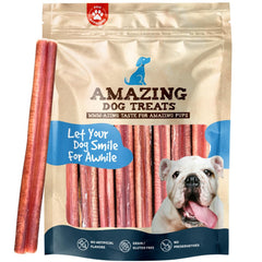 Amazing Dog Treats 6-inch bully stick packaging view for bulk purchase.