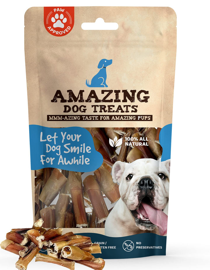 Amazing Dog Treats Bully Stick Bites 2lb bag front for long-lasting chews