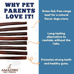 Amazing Dog Treats collagen bully stick dog chewing emphasizes easy digestibility.