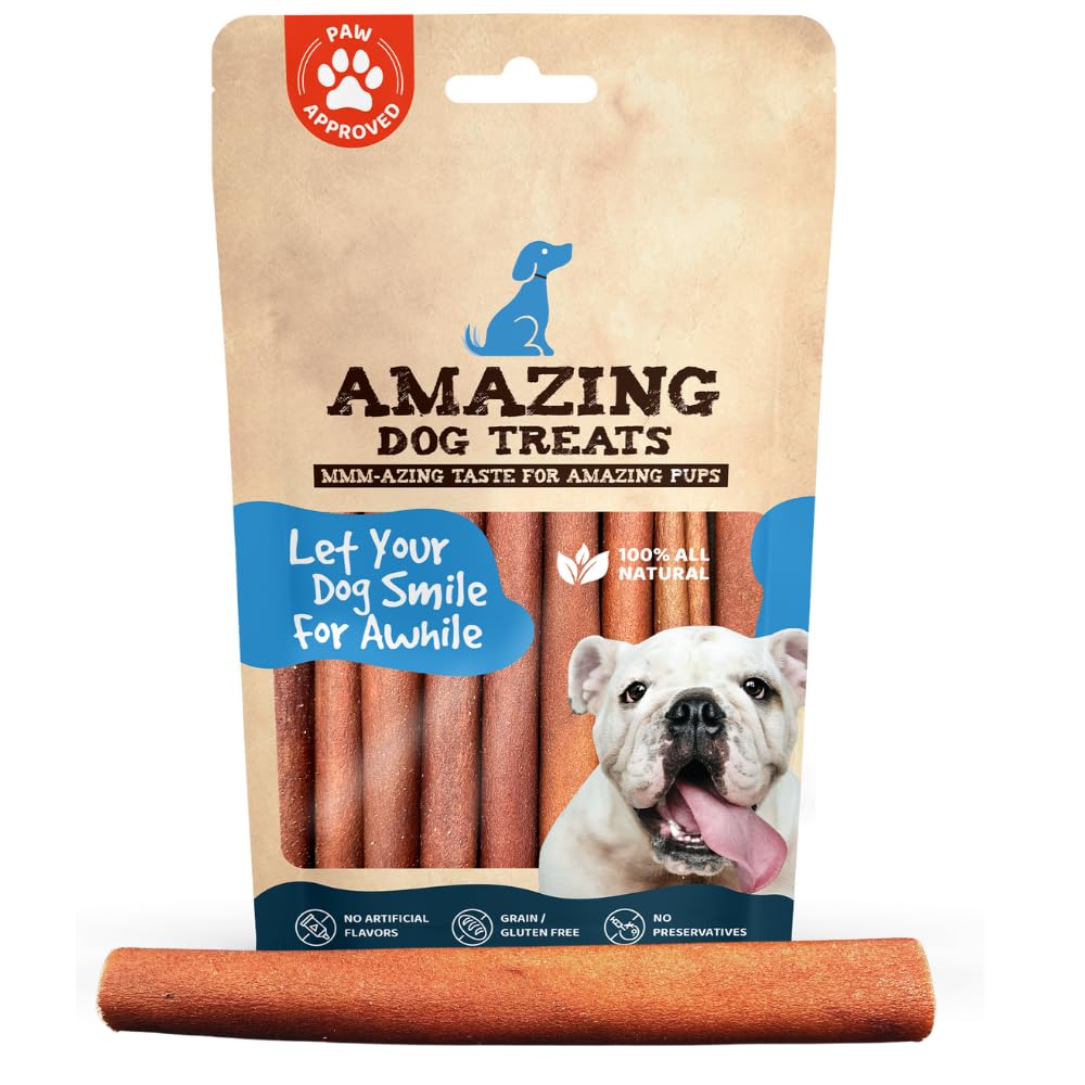 Amazing Dog Treats collagen stick 6in packaging shows no-hide chew option for dogs