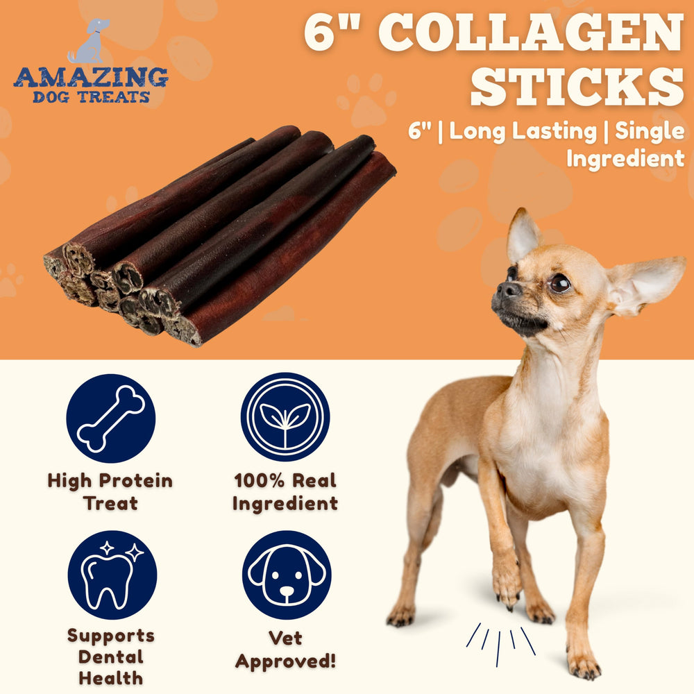 Amazing Dog Treats collagen stick closeup, single-ingredient quality for joints.