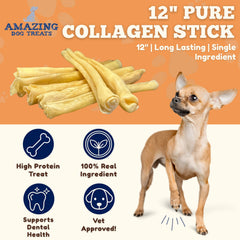 Amazing Dog Treats collagen stick close-up texture; single ingredient chew.