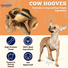 Amazing Dog Treats cow hooves closeup texture showing natural chew.