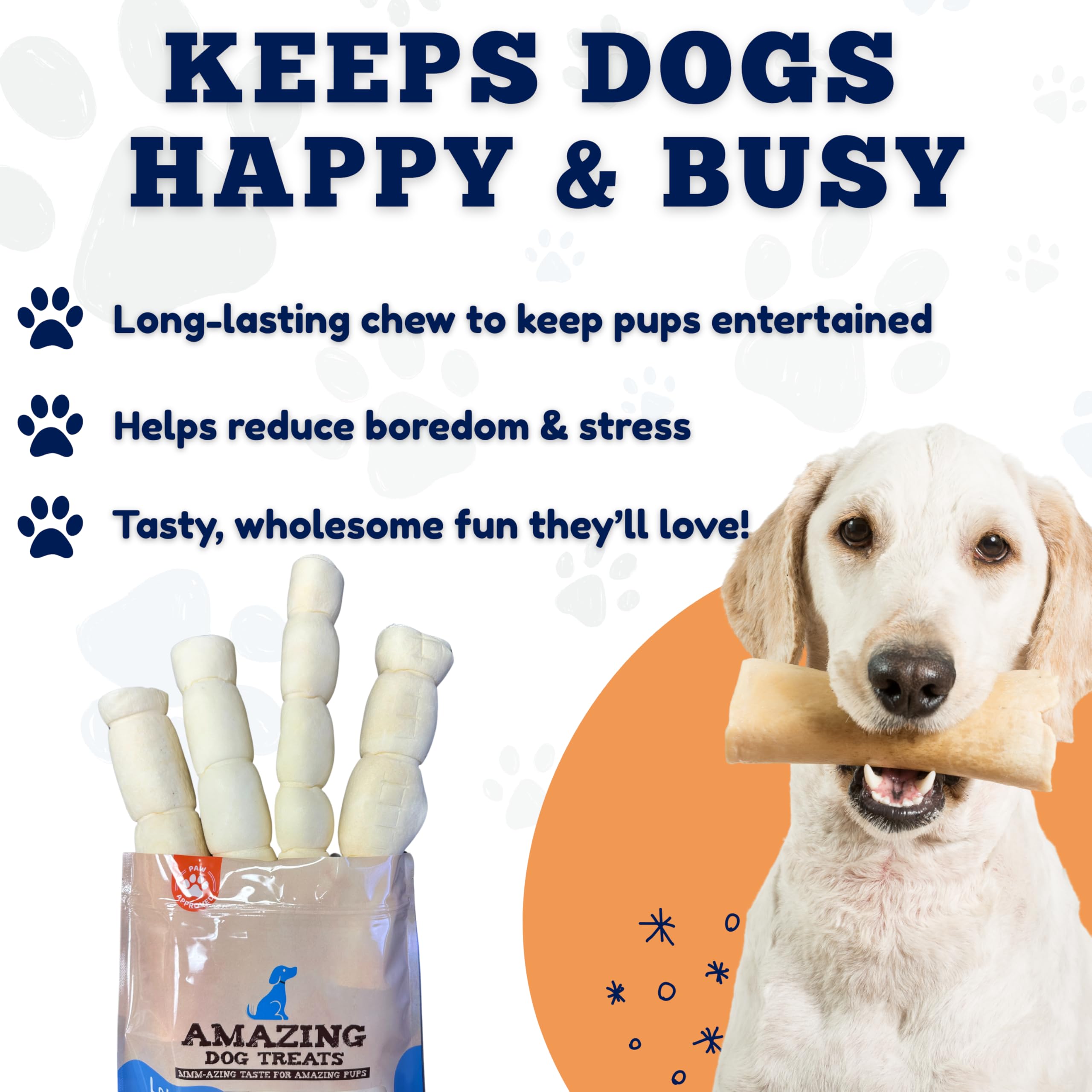 Amazing Dog Treats beef cheek rolls support engagement and natural chew instinct.