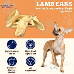 Amazing Dog Treats Lamb Ears texture close-up, natural cartilage chew for dogs.