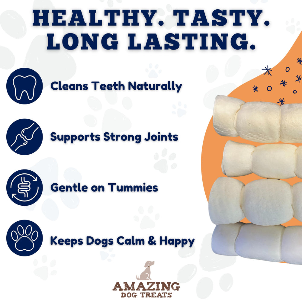Amazing Dog Treats rawhide alternative chews offer a safer chewing option.
