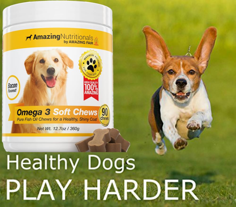 Amazing Nutritionals Omega 3 for Dogs made in USA label signals premium quality.