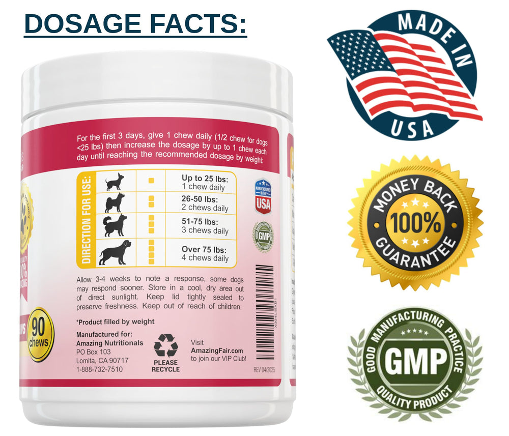 Amazing Nutritionals Cranberry for Dogs made-in-USA facility closeup signals quality