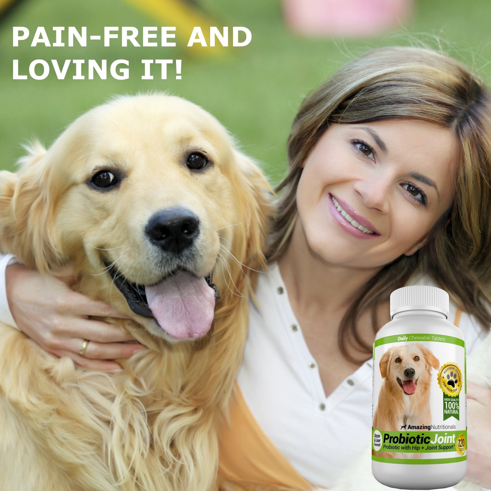 Amazing Nutritionals dog probiotics chews close-up, tasty bites that may aid comfortable digestion.