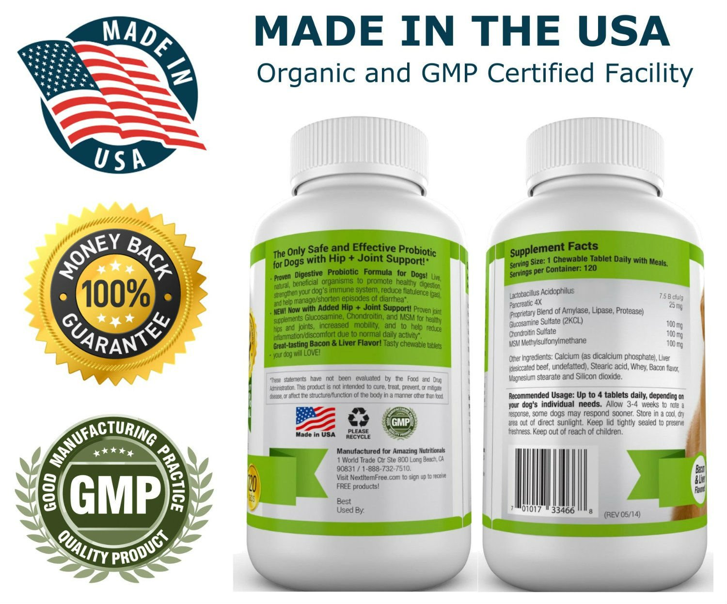 Amazing Nutritionals dog probiotics in use, promotes happier, more comfortable days.