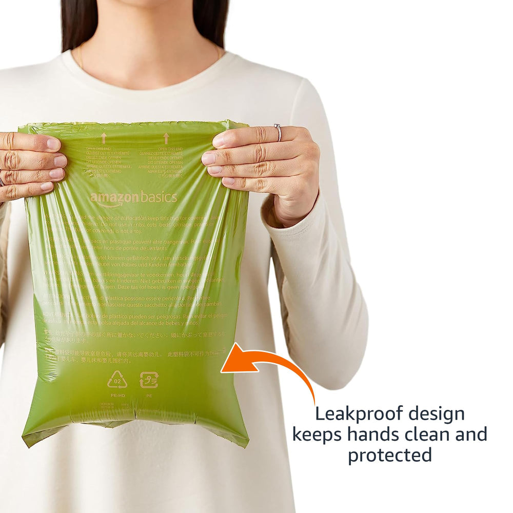 Amazon Basics 13x9 inch bags provide generous coverage for mess cleanup.