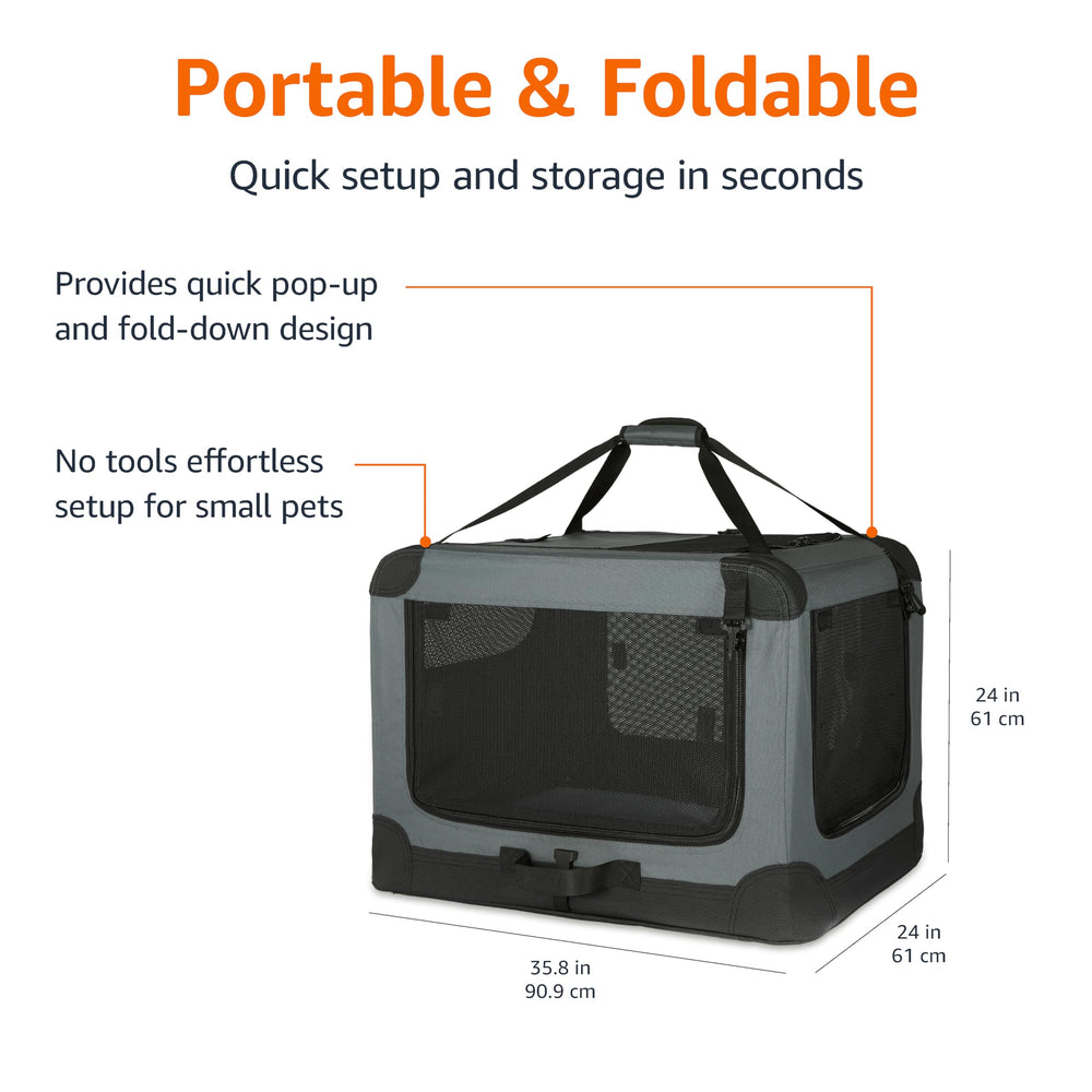 Removable fleece bed pad adds soft comfort inside the Amazon Basics crate.