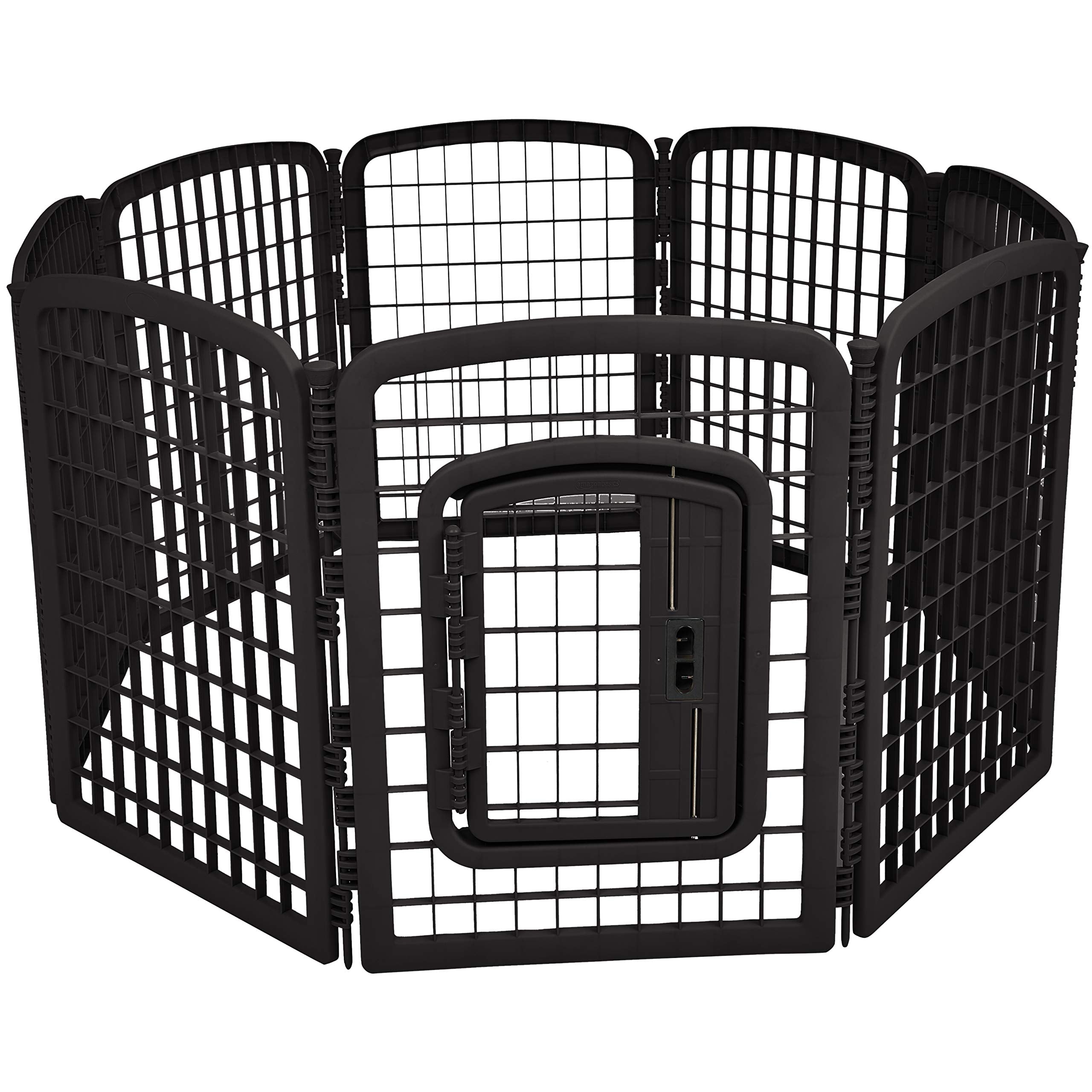 Amazon Basics 8-panel octagonal dog playpen gate side view for secure containment
