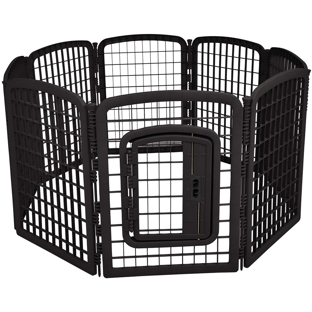 Amazon Basics 8-panel octagonal dog playpen gate side view for secure containment