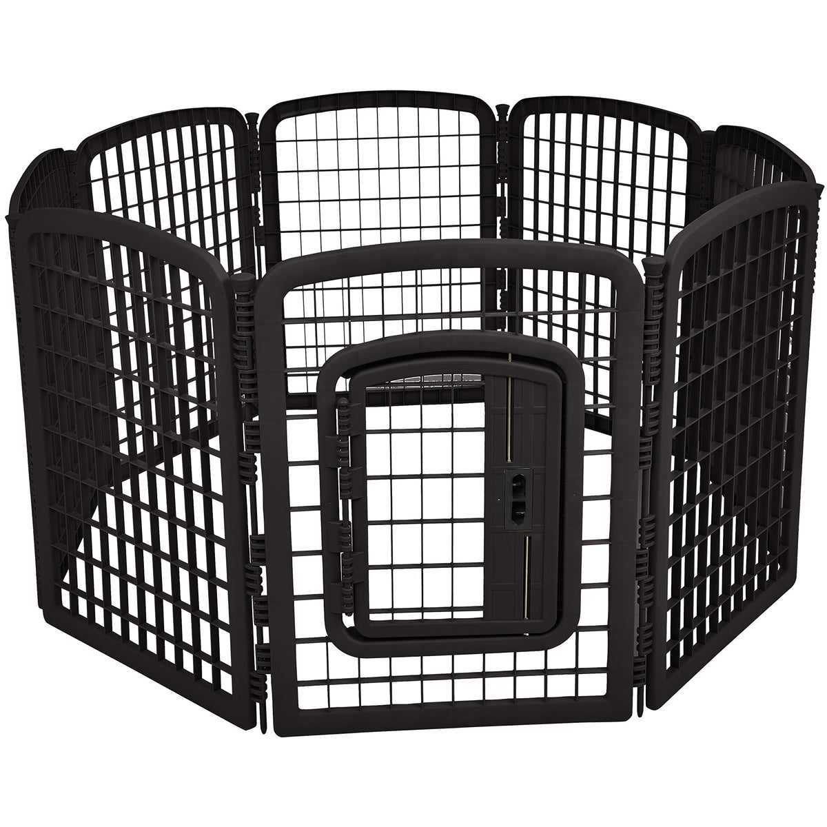 Amazon Basics 8-panel octagonal dog playpen gate side view for secure containment