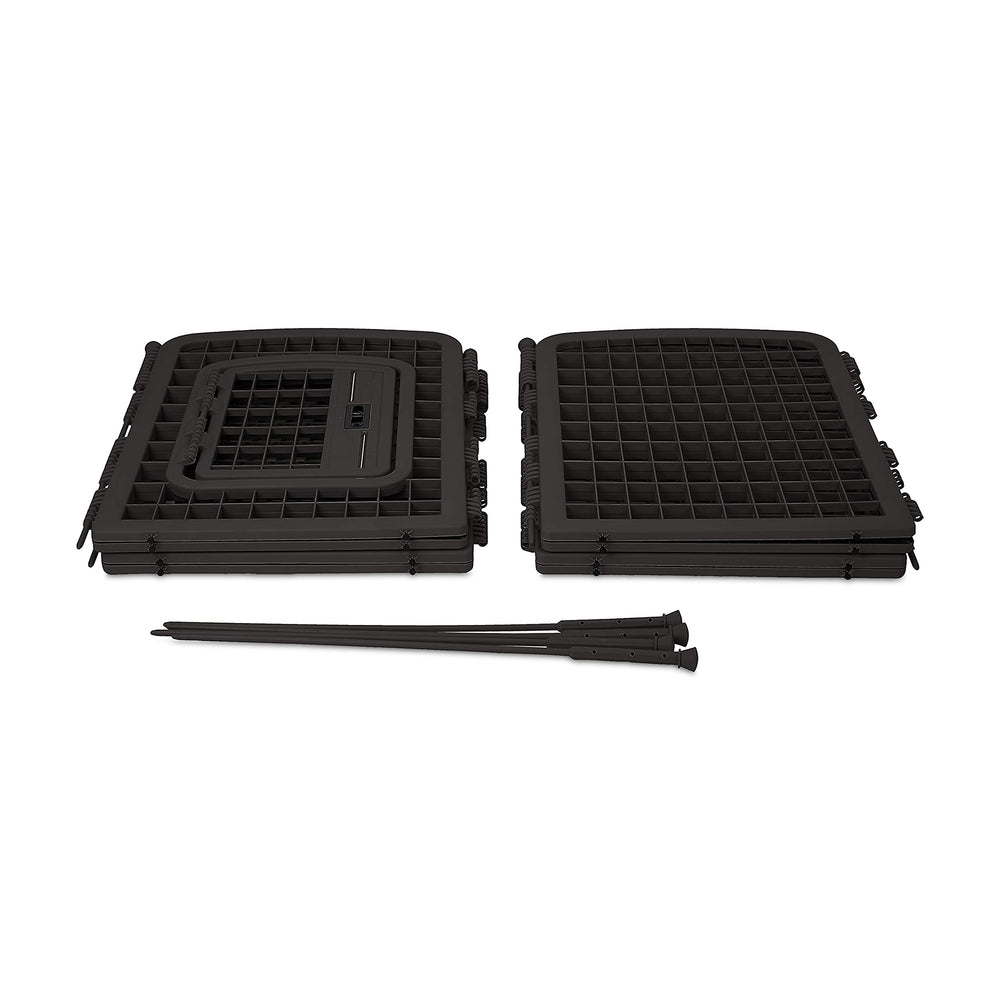Amazon Basics playpen on patio for outdoor supervision