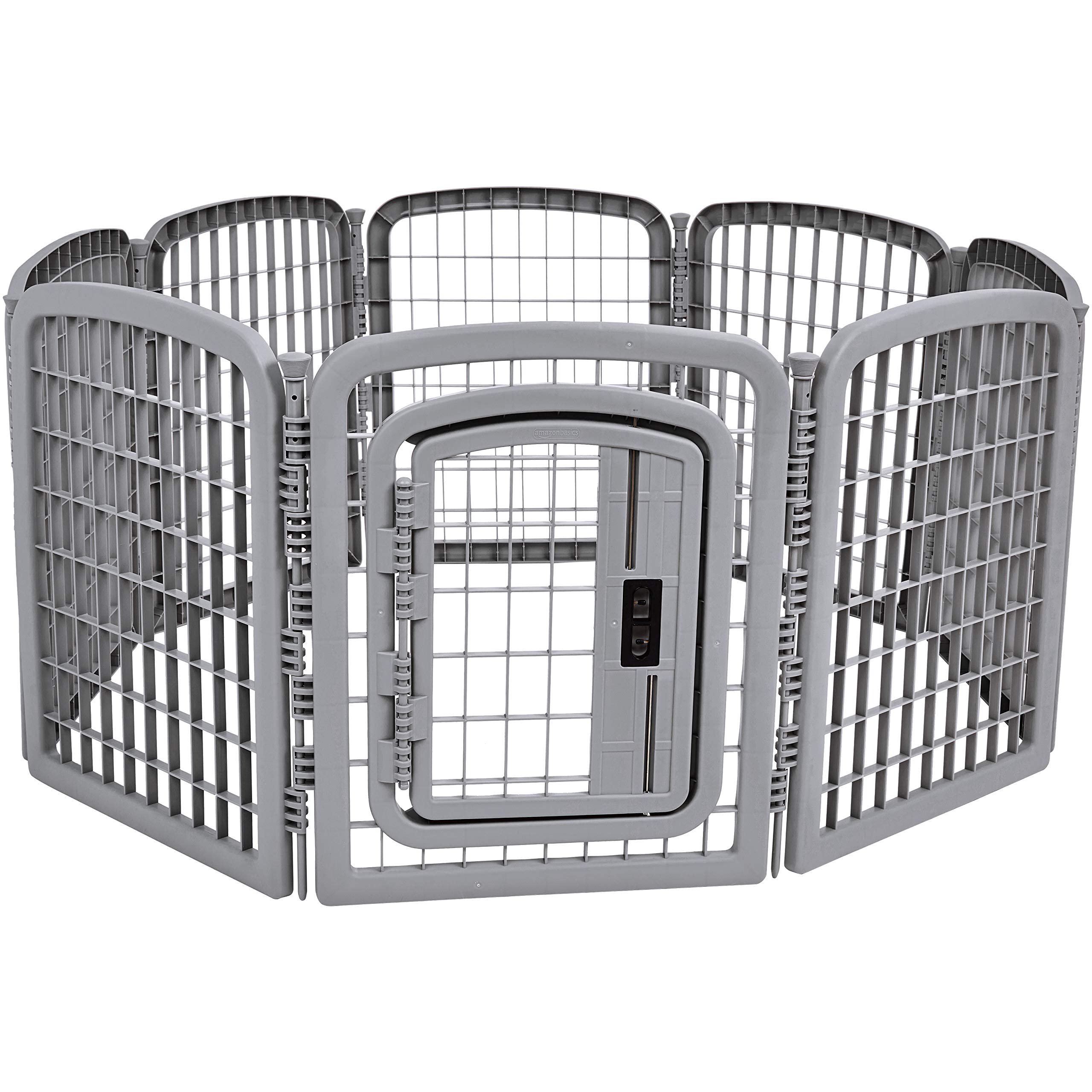 Amazon Basics 8-panel playpen assembly for versatile indoor or outdoor space.