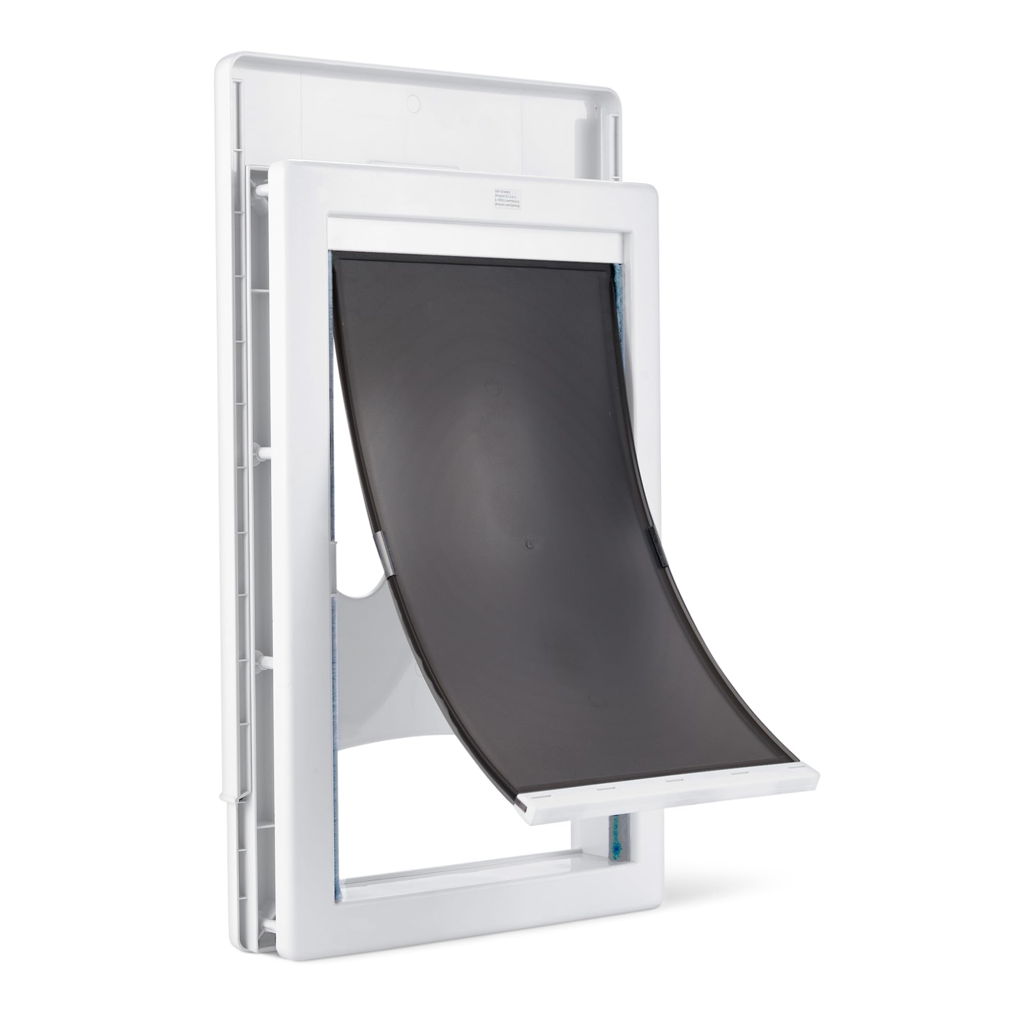 Amazon Basics adjustable pet door front view enables easy indoor-outdoor access for cats and small dogs.