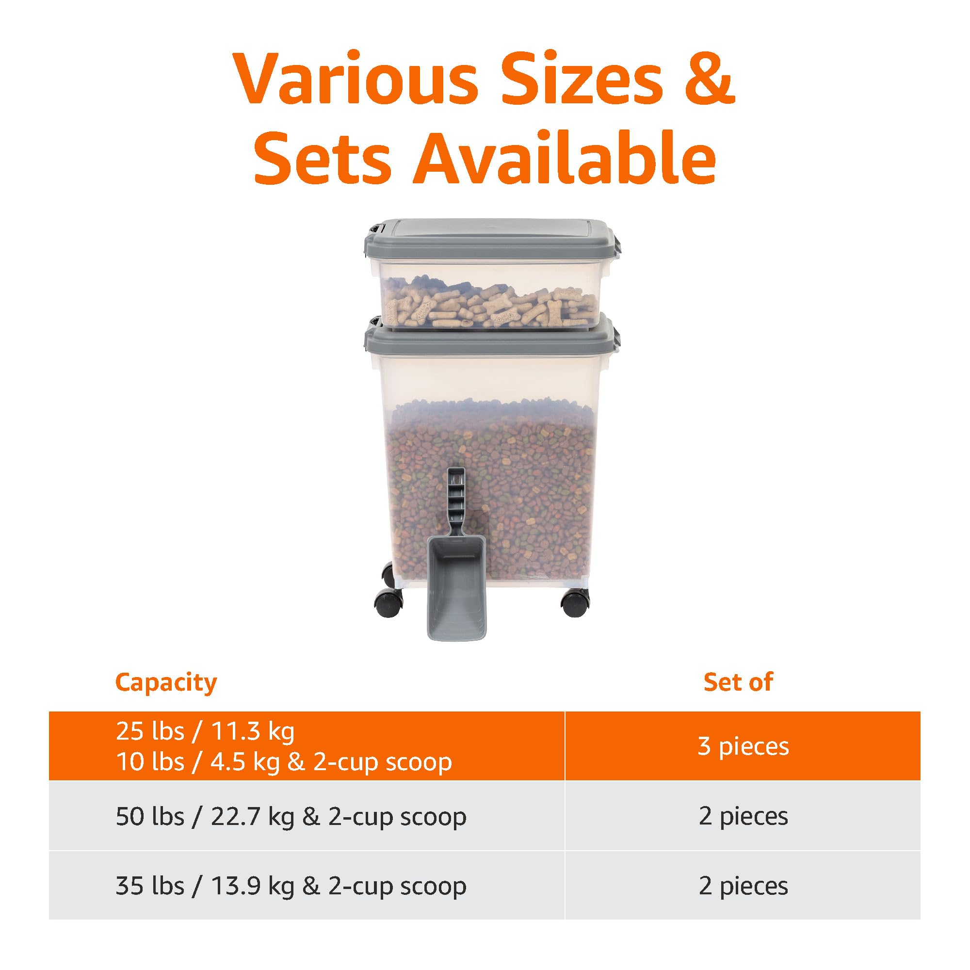 Amazon Basics airtight seals and latches protect food from moisture and pests.