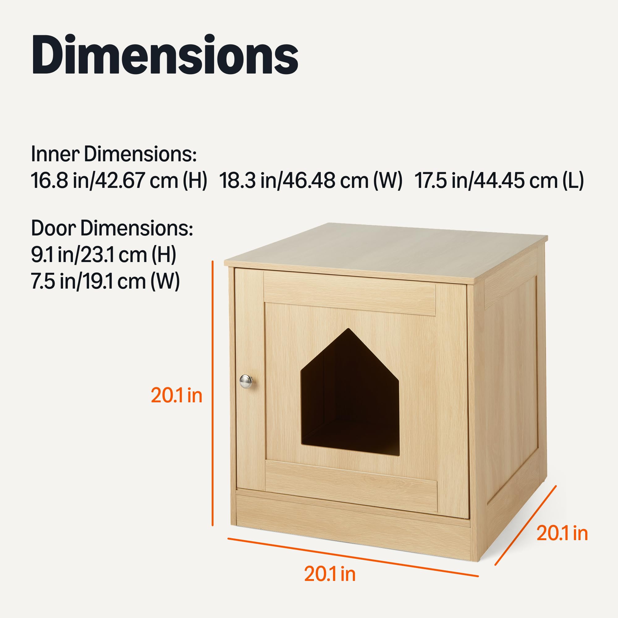 Amazon Basics assembly-friendly design fits litter boxes up to eighteen by seventeen inches.